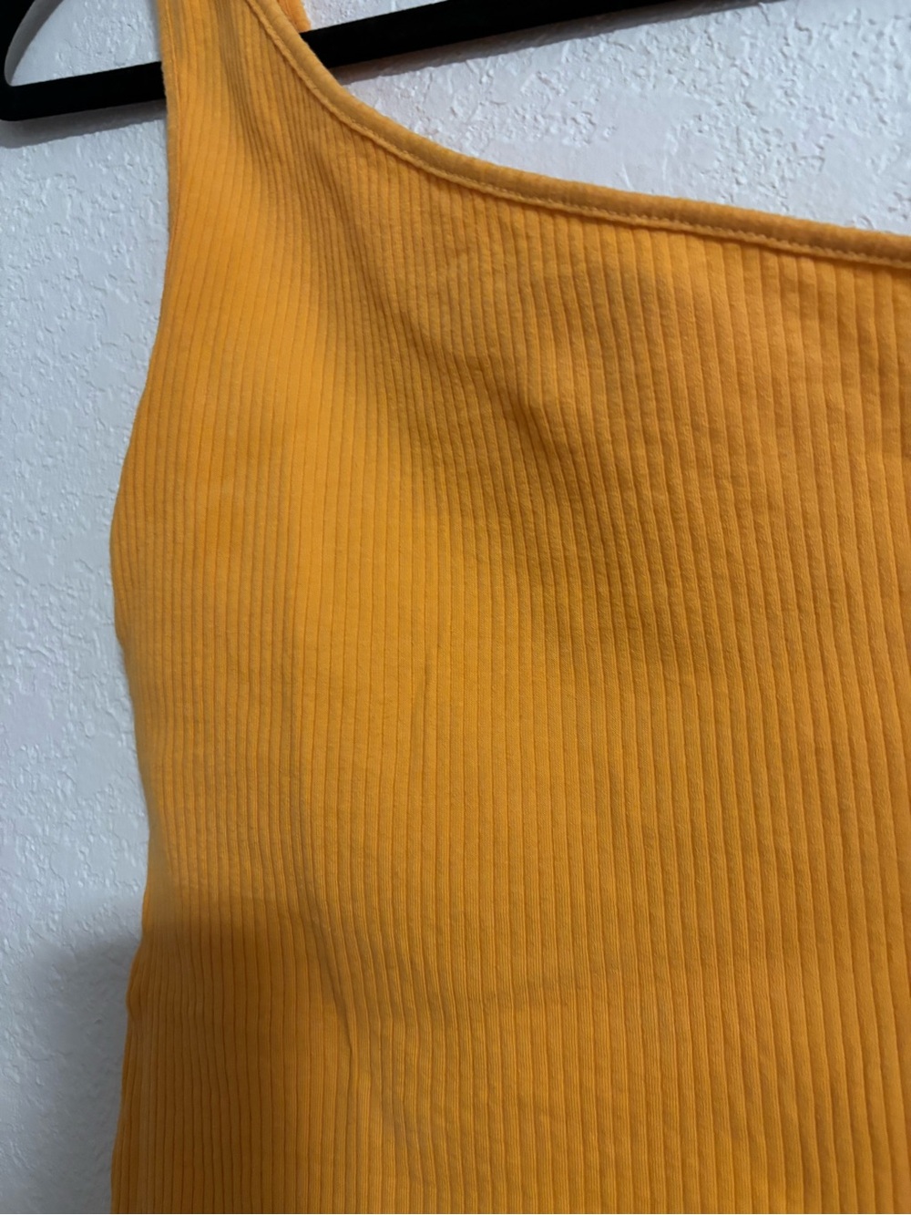 Mustard One-Shoulder Ribbed Tank Top - Picture 2 of 2